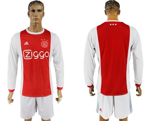 Ajax Blank Home Long Sleeves Soccer Club Jersey